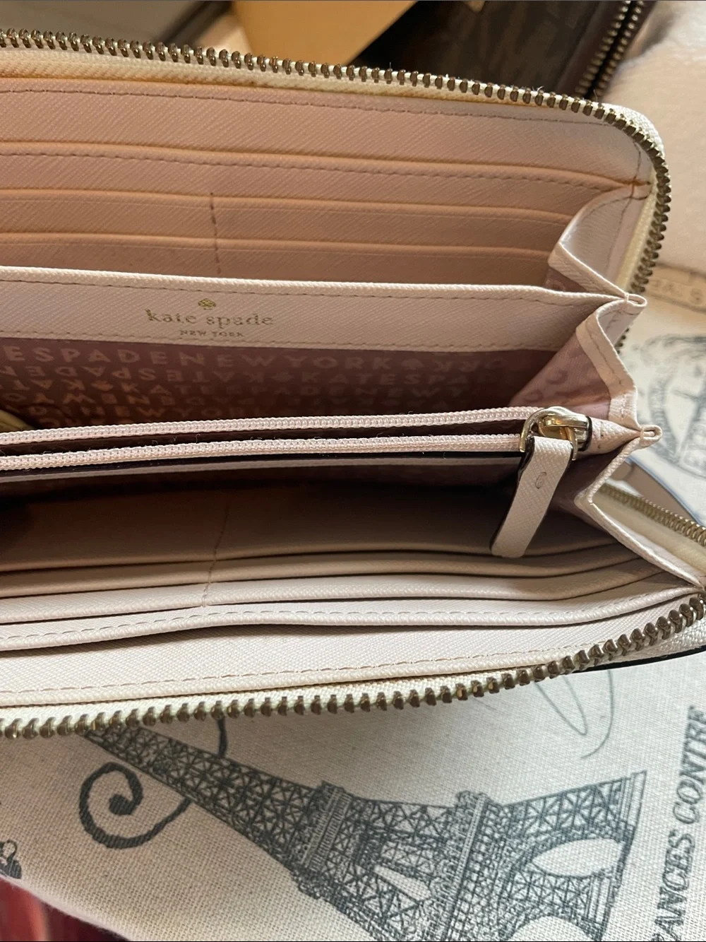 kate spade Light Beige and Taupe  Zip-Around Wallet